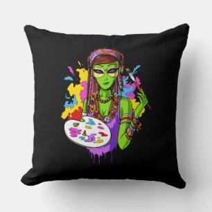 Almofada Artista da pintura do Hippie da alienígena de