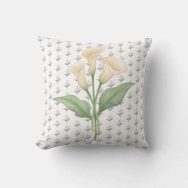 Almofada Artistic Botanical Calla Lily Flower Accent (Frente)