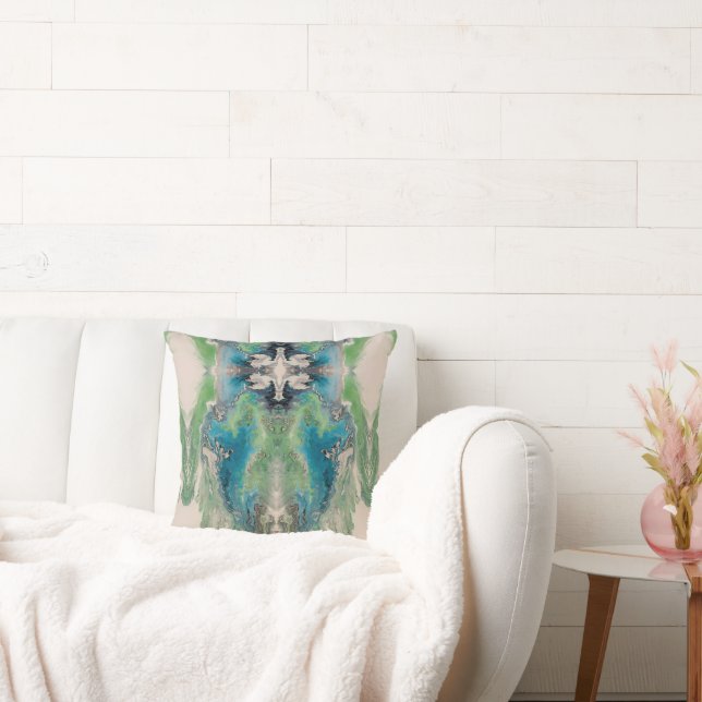 Almofada Artistic Fluid Abstract in Aqua & Green (Sofá)