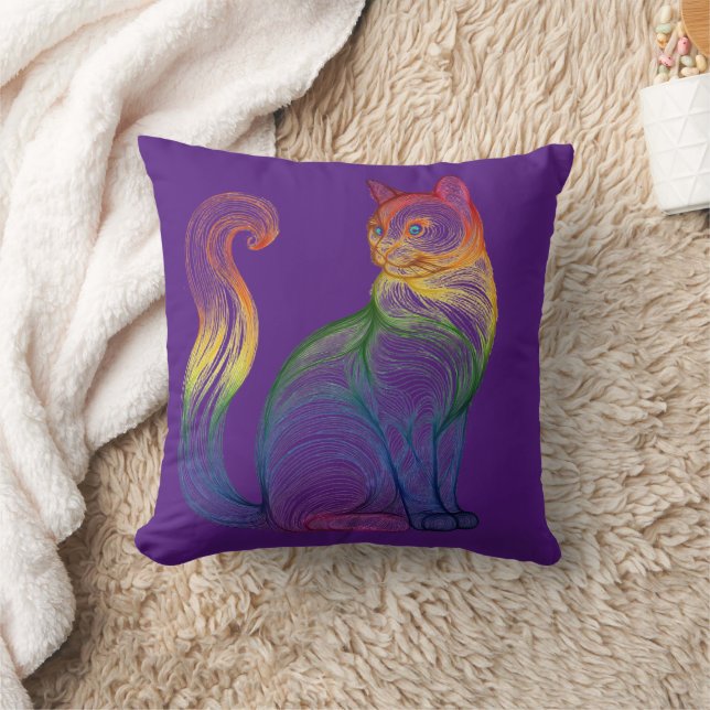 Almofada Artistic Home Decor Vibrant Swirl Cat  (Cobertor)