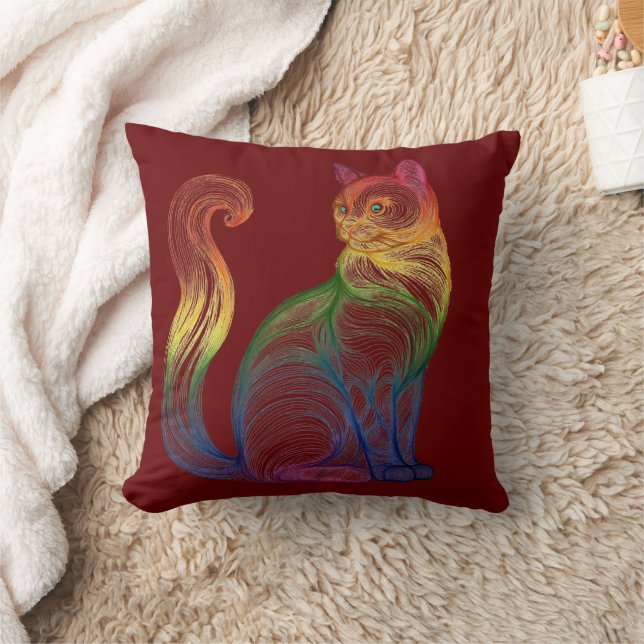 Almofada Artistic Home Decor Vibrant Swirl Cat  (Cobertor)