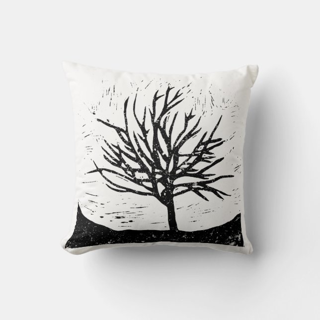 Almofada Árvore autóctone Lino Impressão (Frente)