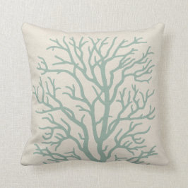 Almofada Árvore coral em Seafoam Green