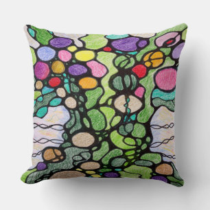 Almofada Árvore da Vida em Flor e Fruta Pintura