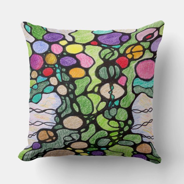 Almofada Árvore da Vida em Flor e Fruta Pintura (Frente)