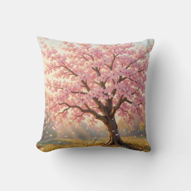 Almofada Árvore de Cerejeira em Flor na Primavera (Frente)