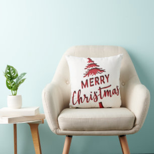 Almofada Árvore de "Feliz Natal" com texto em branco deboss