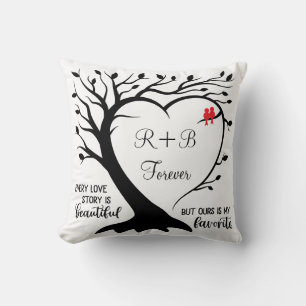 Almofada Árvore de História de Amor Personalizada