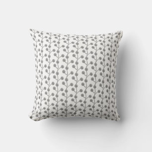 Almofada Árvore de Jade Cinza Prateado Abstrato em Branco