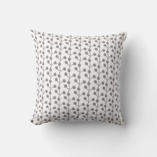 Almofada Árvore de Jade Cinza Prateado Abstrato em Branco (Frente)