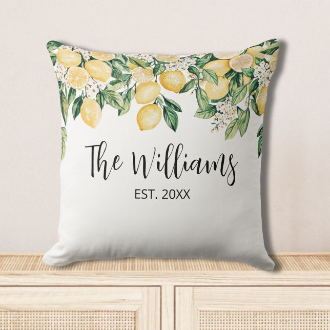 Almofada Árvore de limão amarela monograma (In situ)