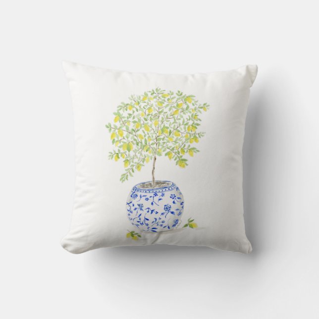 Almofada Árvore de Limão de Aquarela (Frente)