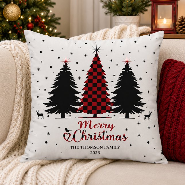 Almofada Árvore de Natal Alegre Floco de Neve de Inverno  (Criador carregado)