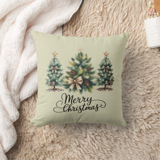Almofada Árvore de Natal Alegre Leopardo Laço Xmas (Cobertor)