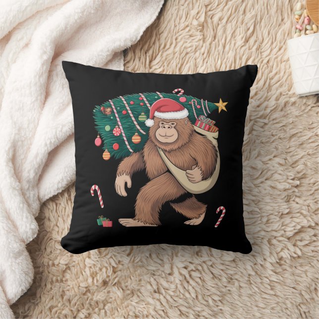 Almofada Árvore de Natal Bigfoot Luzes Xmas Sasquatch Lover (Cobertor)