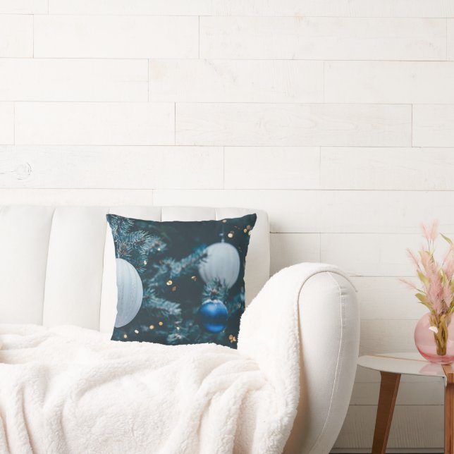 Almofada Árvore de Natal cintilante e bolas de Natal (Sofá)