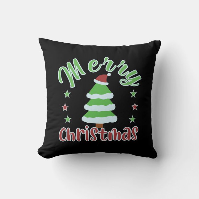 Almofada Árvore de Natal com chapéu de Papai Noel (Frente)