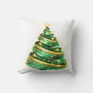 Almofada Árvore de Natal com Redemoinho Dourado Verde Esmer