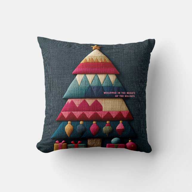 Almofada Árvore de Natal com Textura de Tecido Acolchoado (Frente)