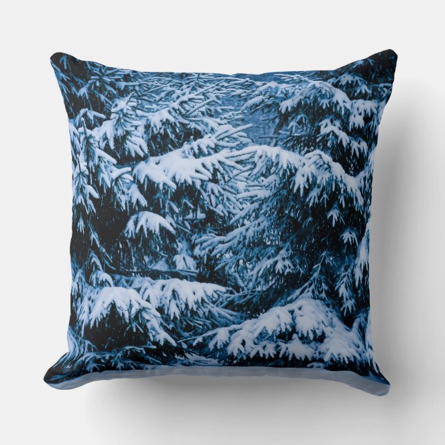 Almofada Árvore de Natal da Floresta de inverno (Frente)