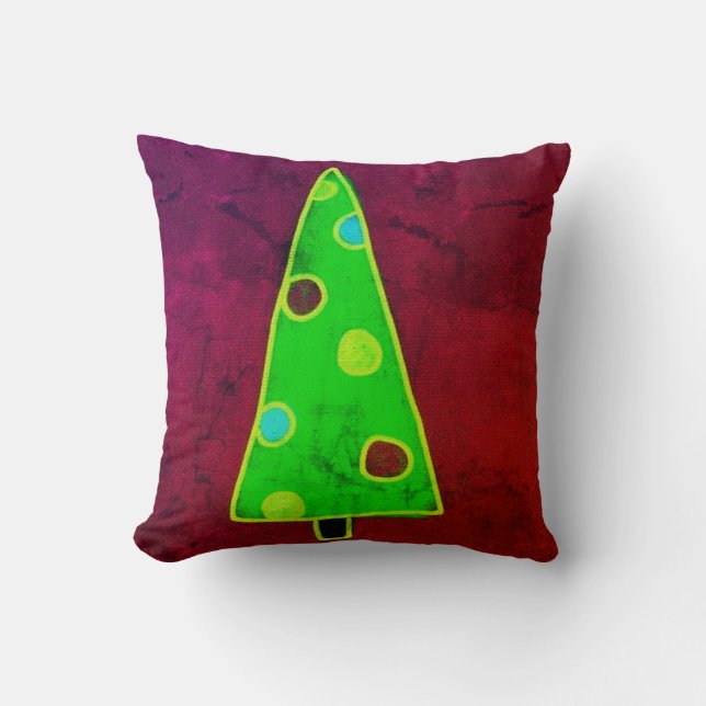 Almofada Árvore de Natal de Arte Abstrata Funky (Frente)