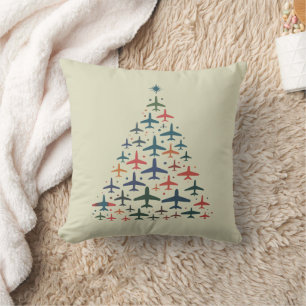 Almofada Árvore de Natal de Avião Piloto Retro Voando Voo 