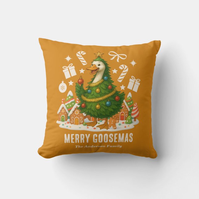 Almofada Árvore de Natal de Ganso Festivo | Comemorações (Frente)