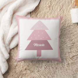 Almofada Árvore de Natal de Mão Rosa Bonita Monograma