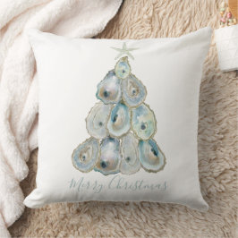 Almofada Árvore de Natal de Ostra em Aquarela