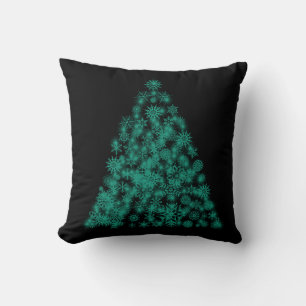 Almofada Árvore de Natal Decorativa Preto Verde Brilho