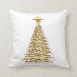 Almofada Árvore de Natal Dourado da fita
