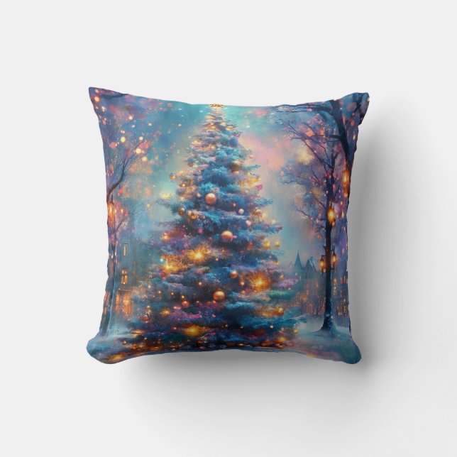 Almofada Árvore de Natal Dreamy na cidade (Frente)