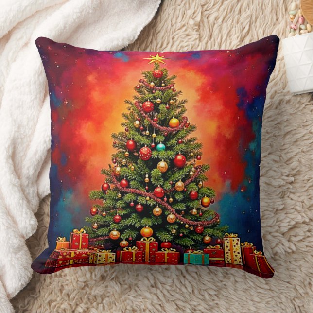 Almofada Árvore de Natal e Presentes Festivos Arte (Cobertor)