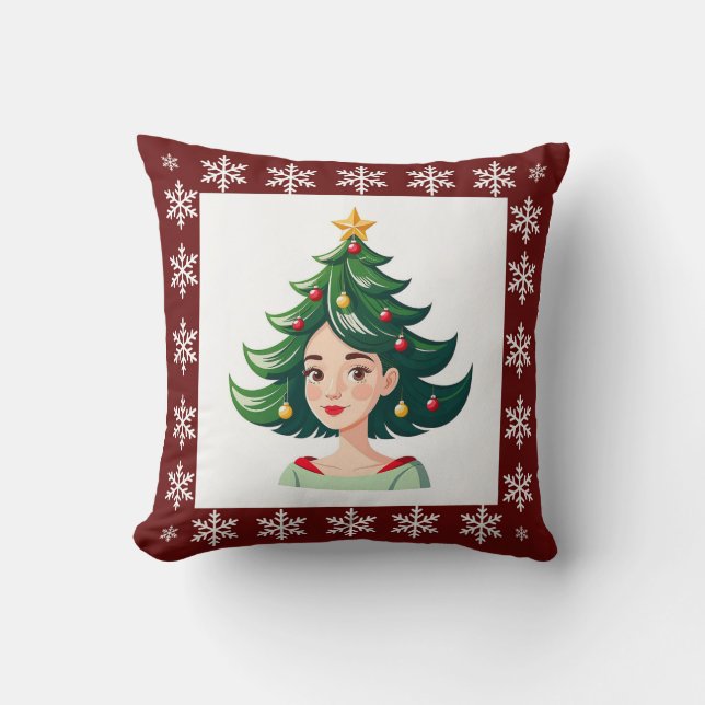 Almofada Árvore de Natal elegante e agradável Na moda (Frente)