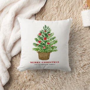 Almofada Árvore de Natal em uma Cesta Maciça Feliz Natal