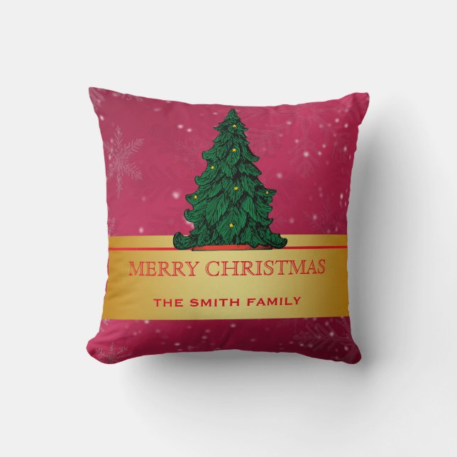 Almofada Árvore de Natal Estrela Brilhante Dourada (Frente)