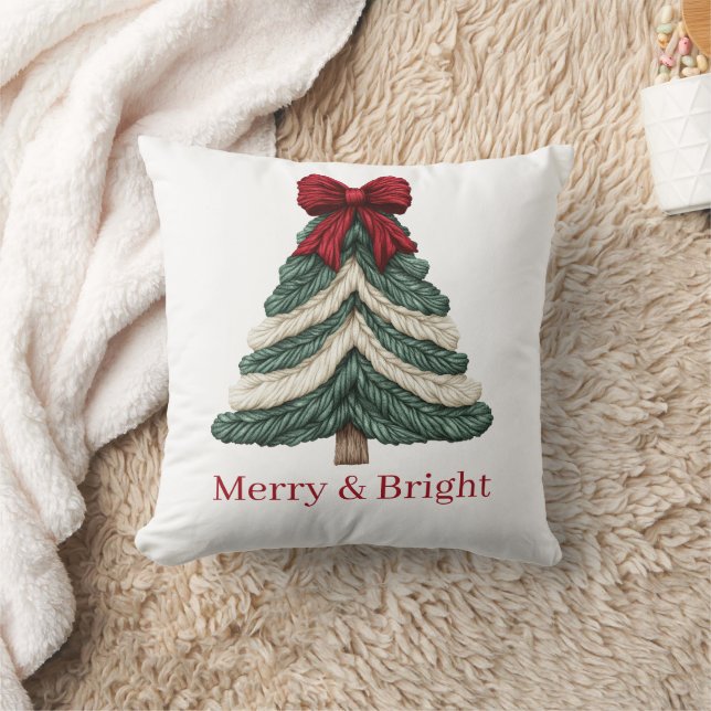 Almofada Árvore de Natal Falsa Bordada com Fio Merry Bright (Cobertor)