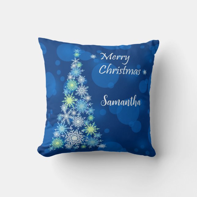 Almofada Árvore de Natal feita de flocos de neve. (Frente)
