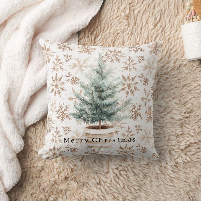 Almofada Árvore de Natal Flocos de Neve Branca Creme (Cobertor)