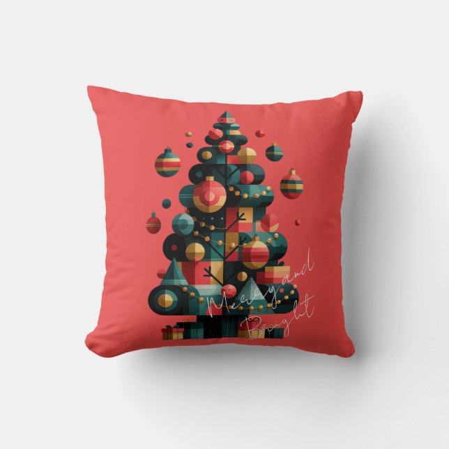 Almofada Árvore de Natal Geométrica (Frente)