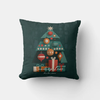 Almofada Árvore de Natal Geométrica Retro