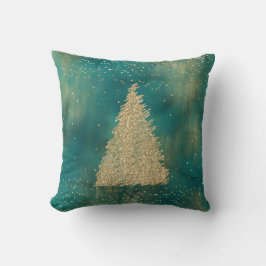 Almofada Árvore de Natal Glitter Dourado Verde Teal   