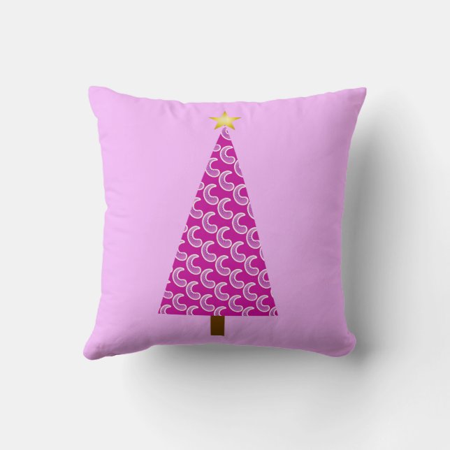 Almofada Árvore de Natal moderna em paisley roxo (Verso)