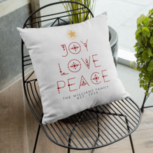 Almofada Árvore de Natal Moderna Paz Amor Alegria Personali