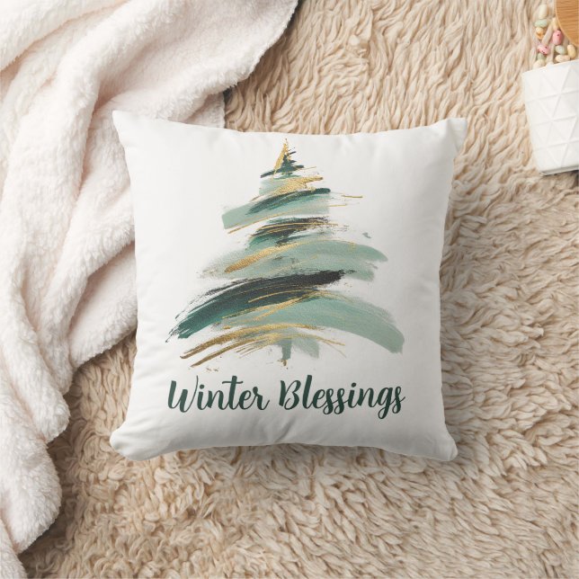 Almofada Árvore de Natal Pintada Abstrata (Cobertor)