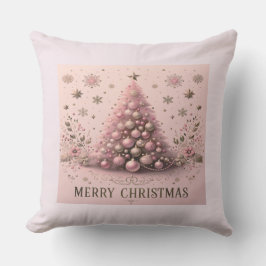 Almofada Árvore de Natal rosa Feliz Natal