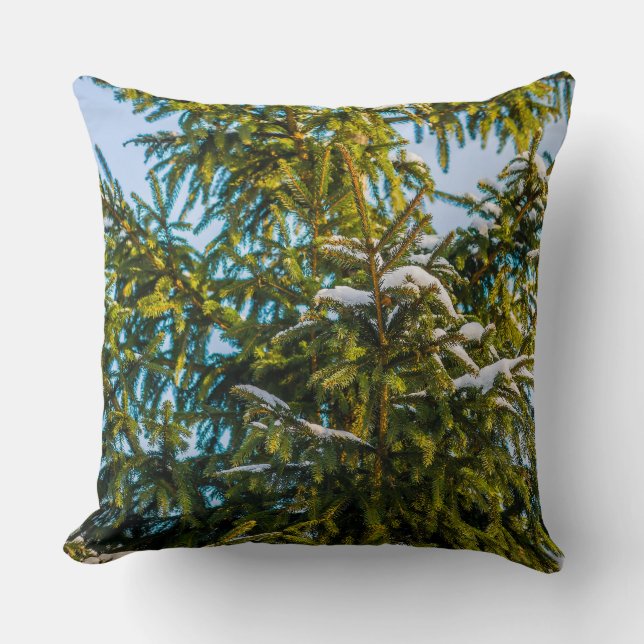 Almofada Árvore De Natal Verde Na Neve (Frente)