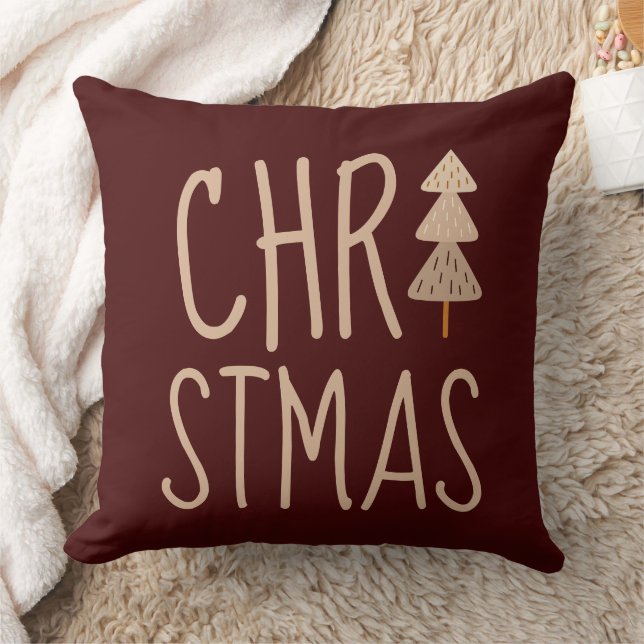 Almofada Árvore de Natal Vermelho Escandinavo Minimalista (Cobertor)