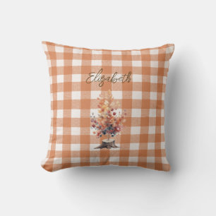 Almofada Árvore de outono russa personalizada Gingham