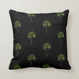 Almofada Árvore de Palma Tropical Negra Elegante Moderna